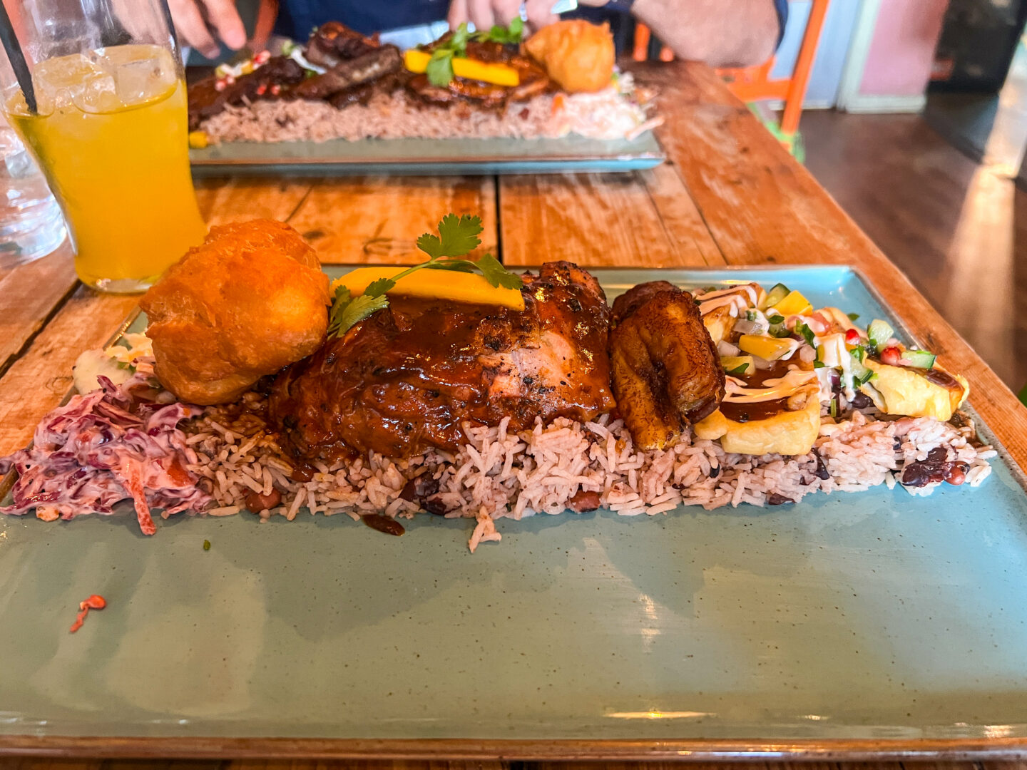 meal from the drop bar cafe in Charlton, halal Caribbean food in Manchester