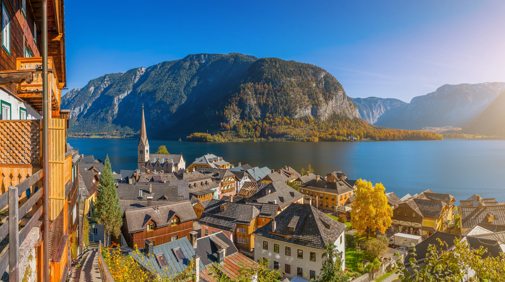 best places to visit in Europe in October, Hallstatt village and view in Autumn