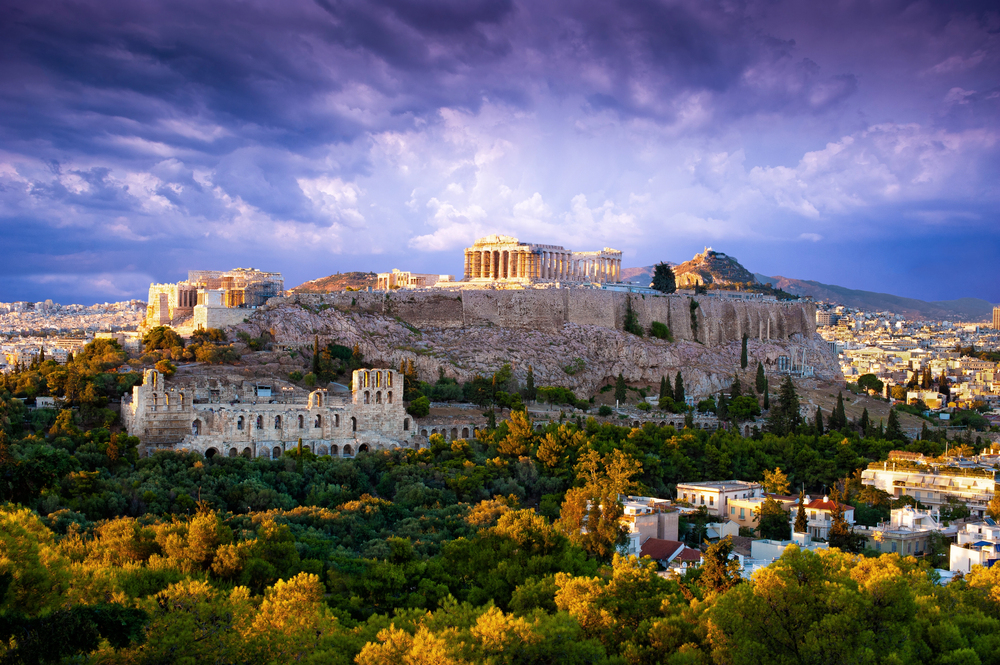 best places to visit in Europe in October, Athens with autumn colours in trees