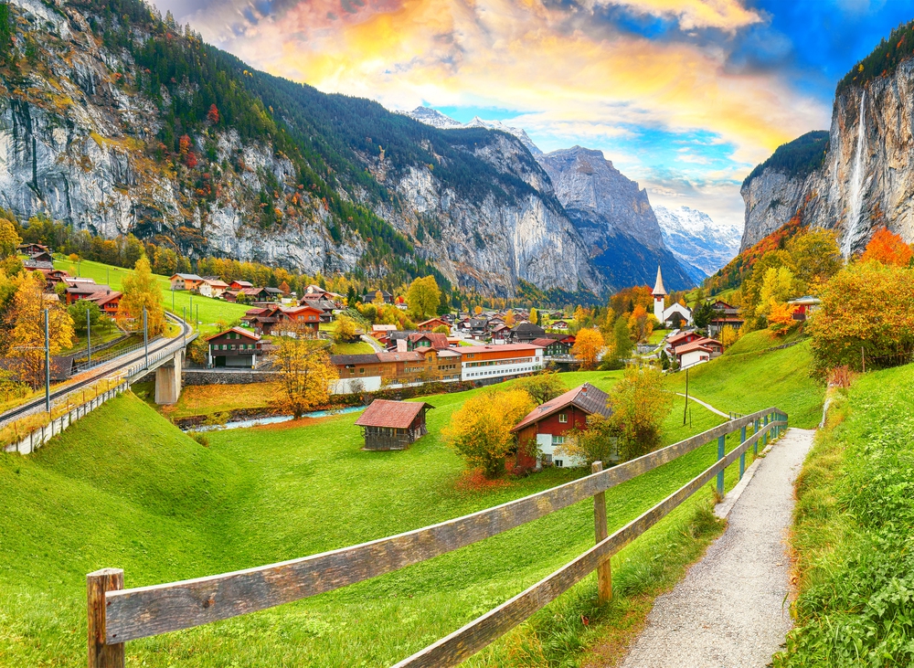 best places to visit in Europe in October, Lauterbrunnen village in Autumn and October