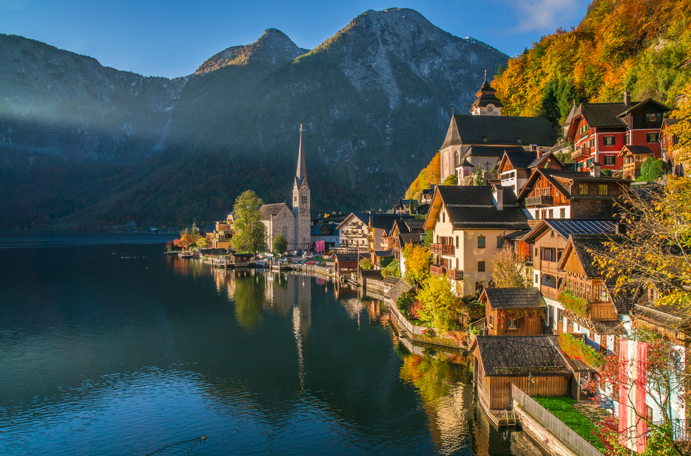 best countries to visit in October, Hallstatt village in Austria in Autumn