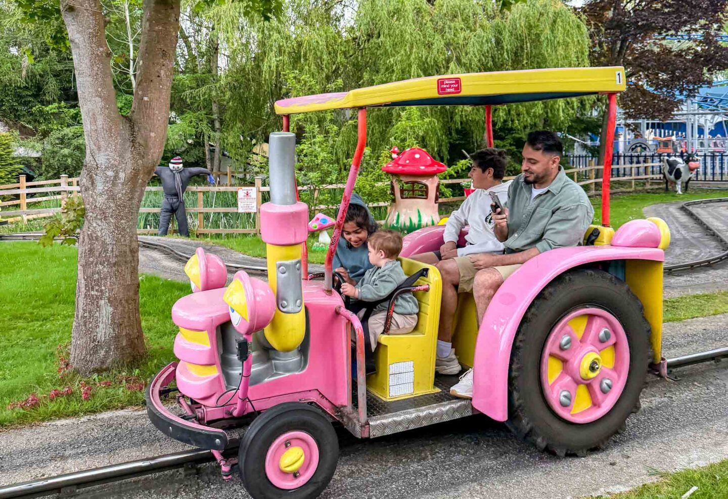 Family days out Cheshire, tractor ride at Gulliver's World