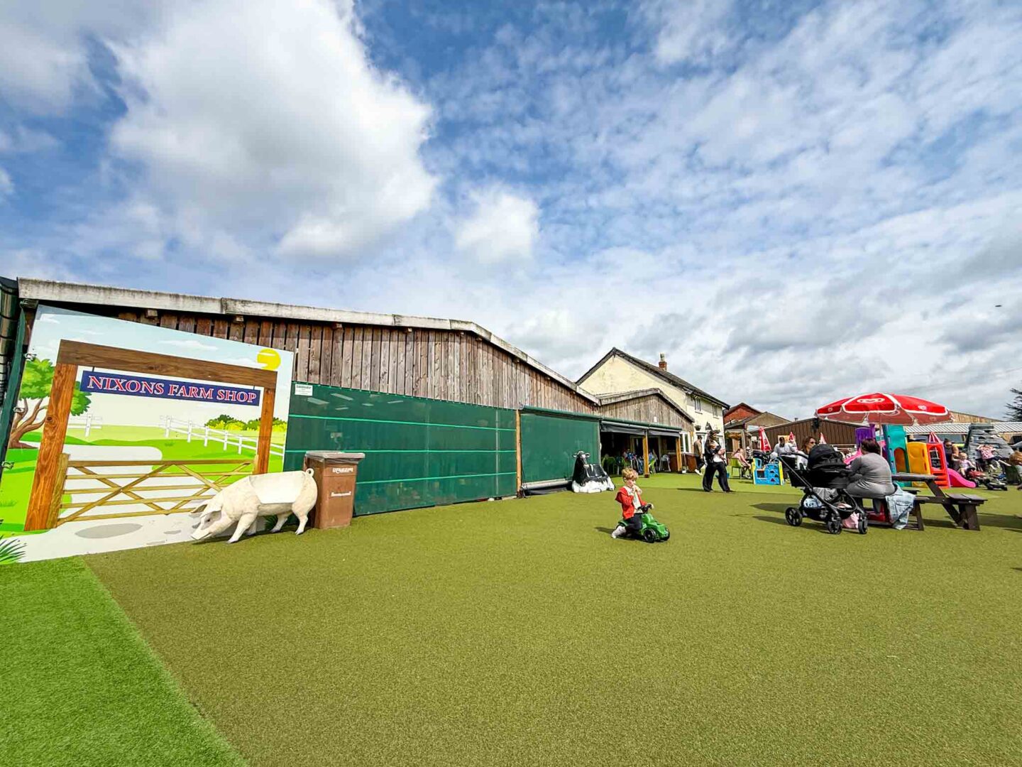 things to do in Manchester summer holiday with kids, Nixons Farm shop outside play area