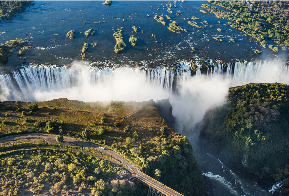 View of Victoria falls covering Zambia, best countries to visit in December,
