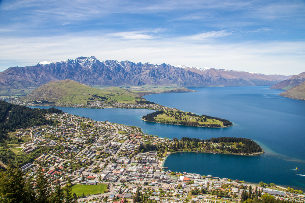 Queenstown New Zealand view in summer, best countries to visit in December,