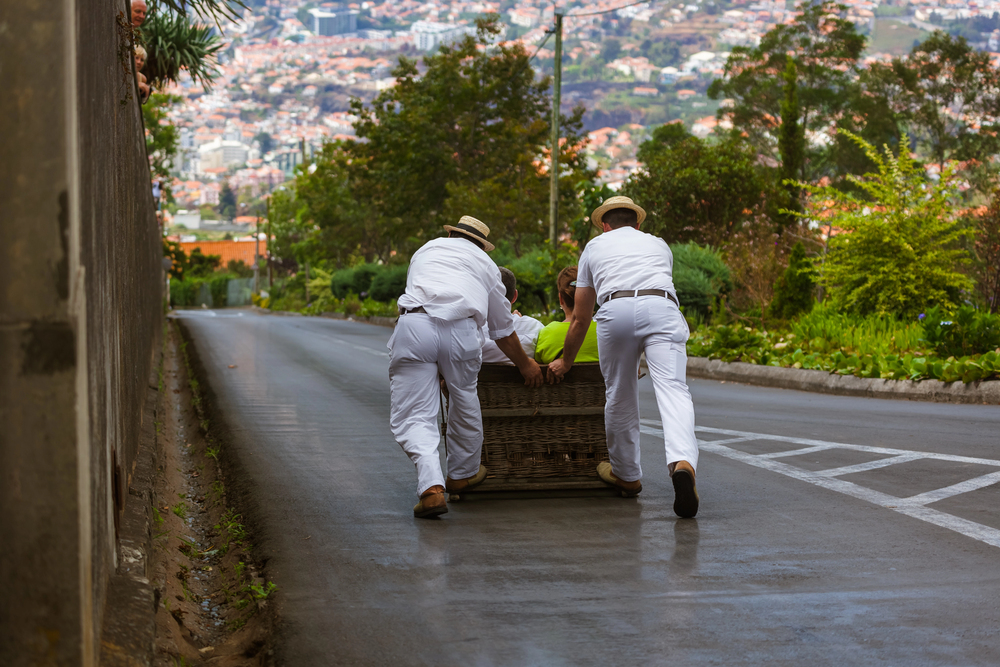 Street sledding in Funchal Madeira is great in winter