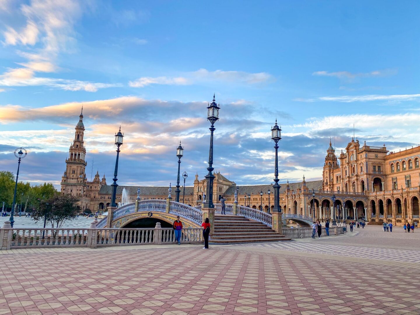 Seville bridge in winter, warm places to visit in December in Europe