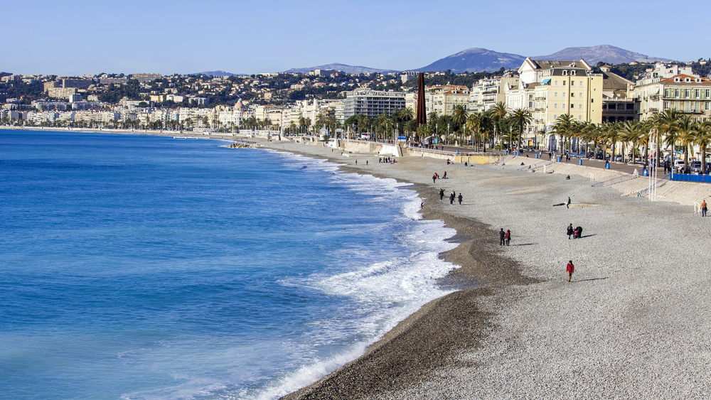 View of Nice Beach in winter in France, best countries to visit in January
