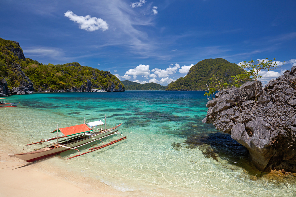 waters and beach in El Nido, best countries to visit in February