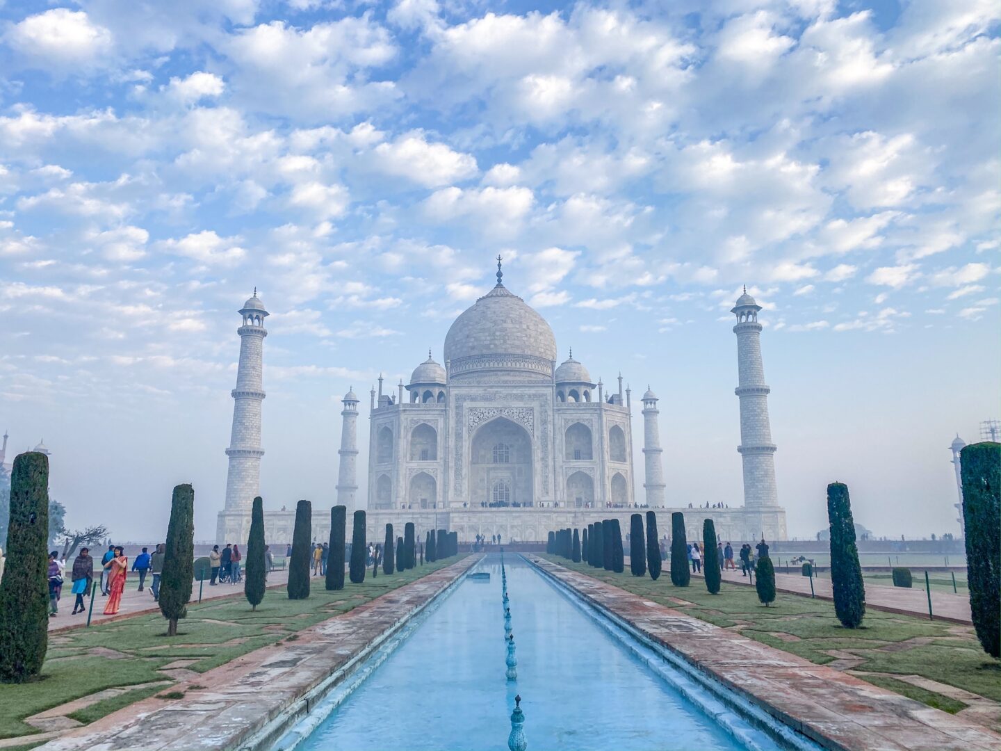 Taj Mahal with blue skies in January, best countries to visit in January